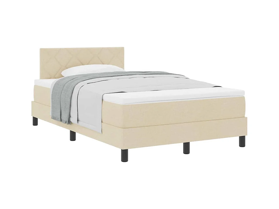 Cadre de lit avec matelas Crème 120 x 190 cm tissu
