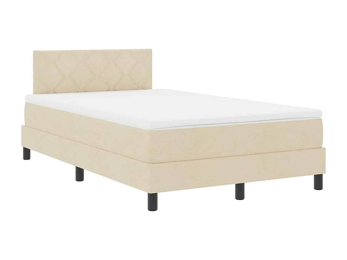Cama box spring com colchão Creme 120 x 190 cm tecido