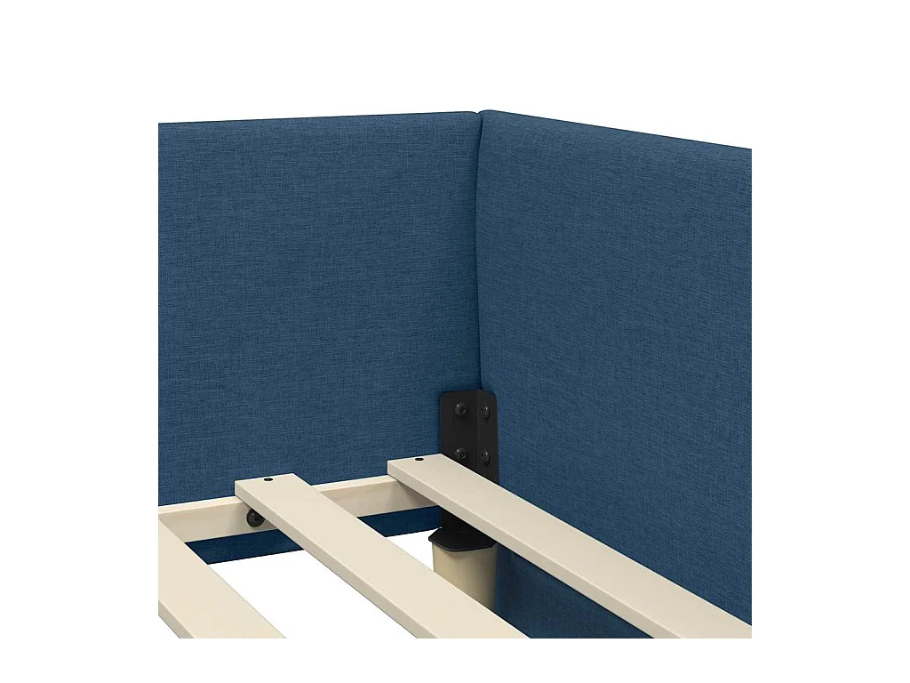 Cadre de lit d'angle Bleu 80 x 200 cm Tissu et bois reconstitué