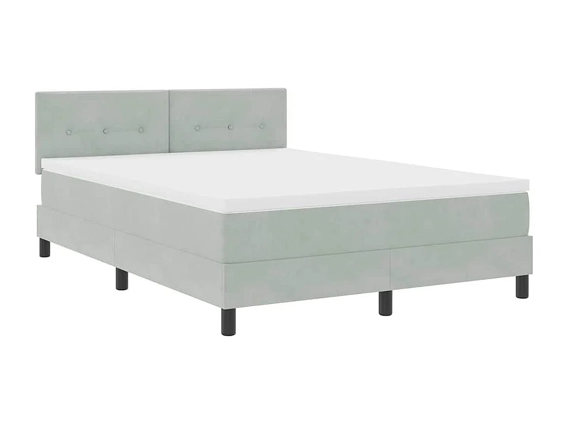 Cama Box com cabeceira Cinzento-claro 140 x 190 cm Veludo