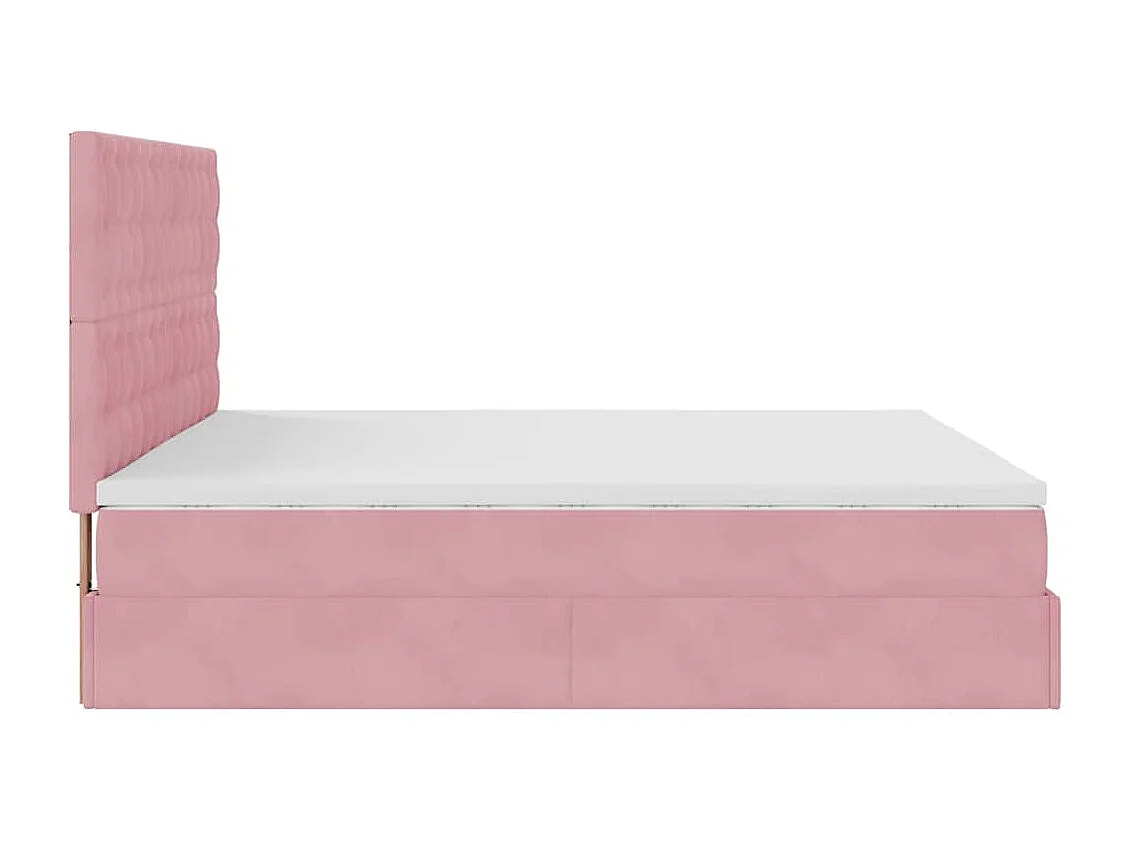 Estructura de cama otomana colchones terciopelo rosa 160x200cm