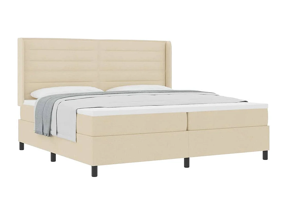 Boxspring bed met matras met hoofdeinde Crème 200 x 200 cm Stof