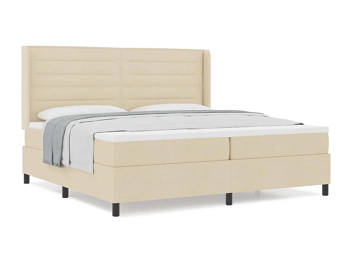 Boxspring bed met matras met hoofdeinde Crème 200 x 200 cm Stof