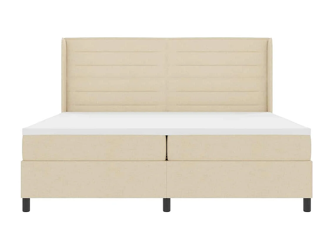 Boxspring bed met matras met hoofdeinde Crème 200 x 200 cm Stof