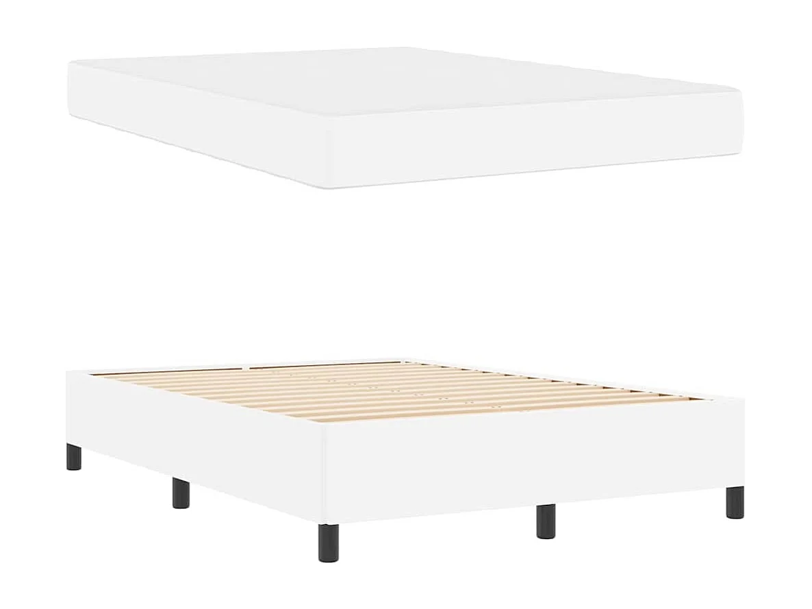 Cadre de lit avec matelas Blanc 160 x 200 cm Faux cuir