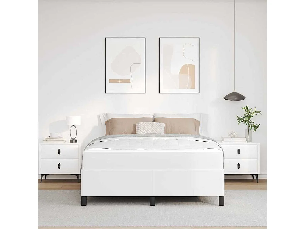 Cadre de lit avec matelas Blanc 160 x 200 cm Faux cuir