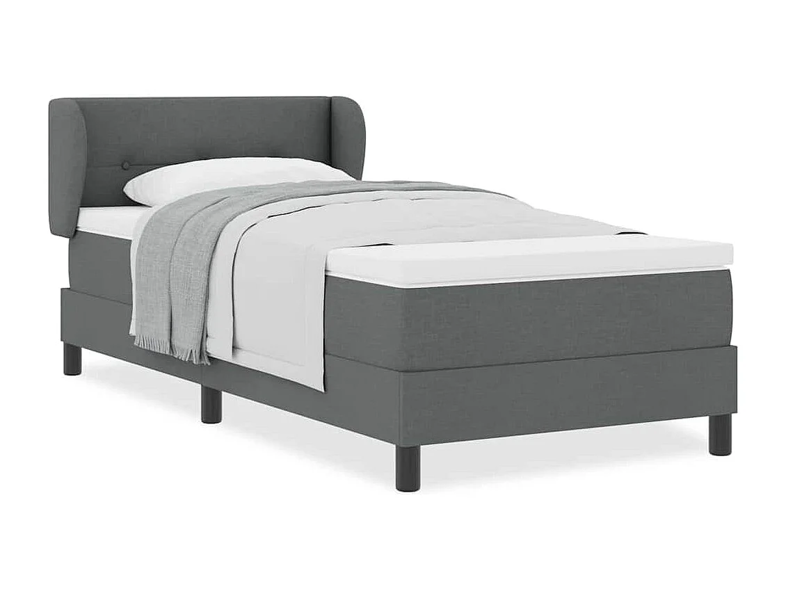 Cadre de lit avec matelas Gris foncé 100 x 200 cm tissu