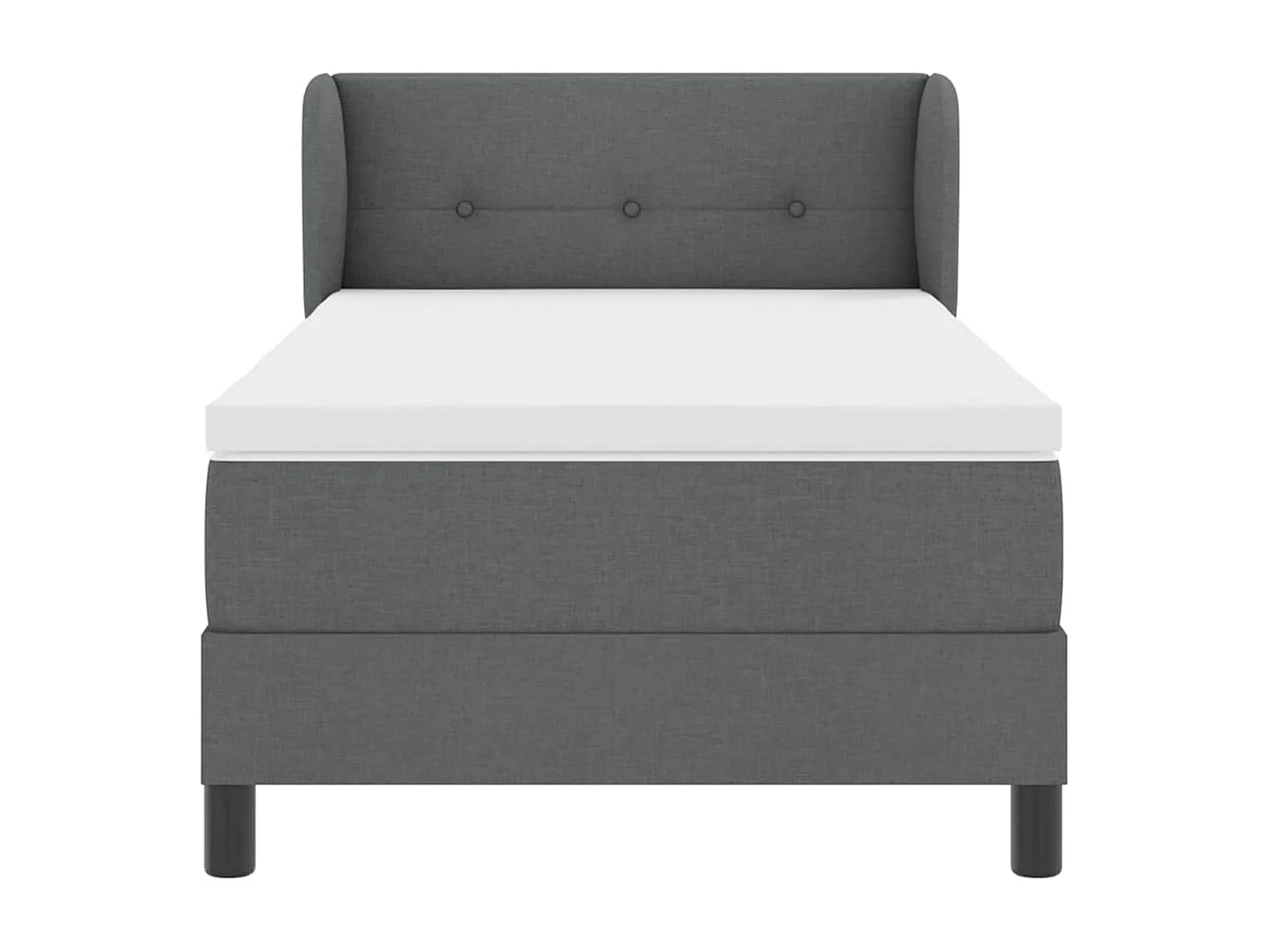 Cadre de lit avec matelas Gris foncé 100 x 200 cm tissu
