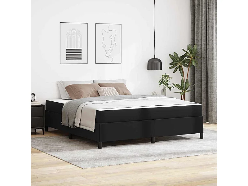 Bedframe met matras met matras Zwart 180 x 200 cm Kunstleer