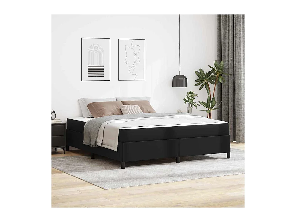 Cadre de lit avec matelas Noir 180 x 200 cm Faux cuir