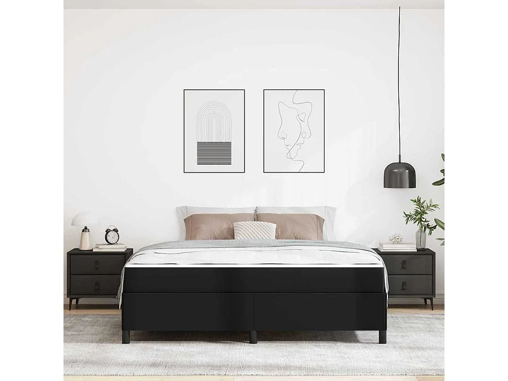 Cadre de lit avec matelas Noir 180 x 200 cm Faux cuir