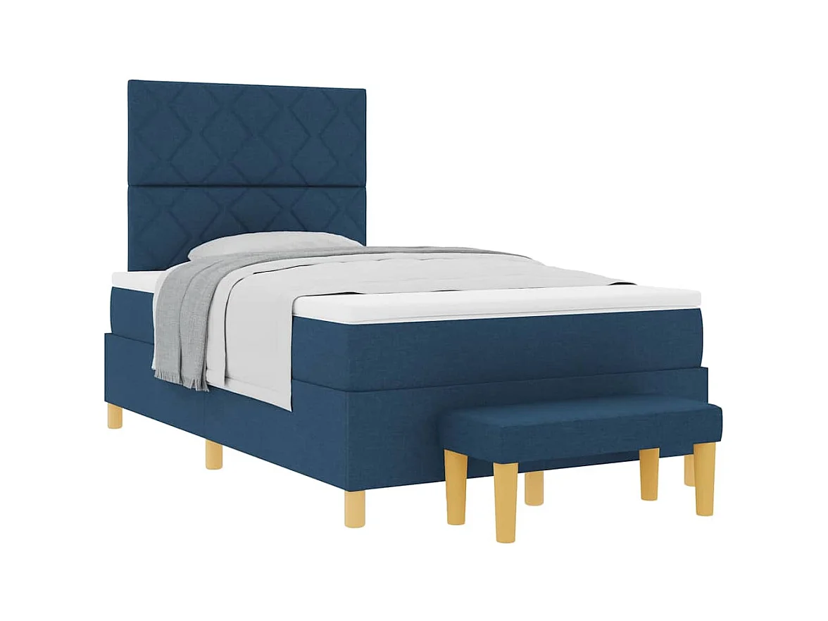 Cadre de lit avec matelas Bleu 120 x 200 cm tissu