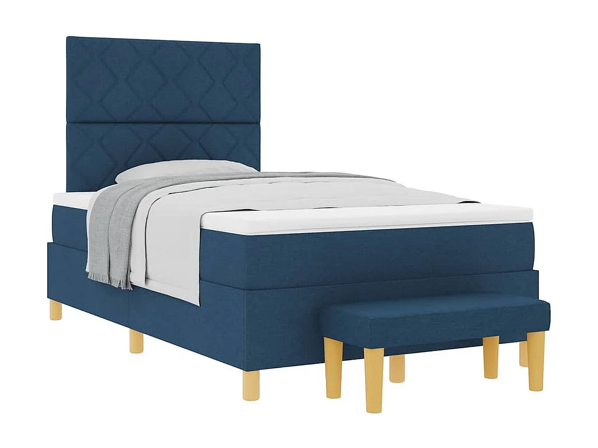 Cama tipo Box Spring con colchón Azul 120 x 200 cm tela