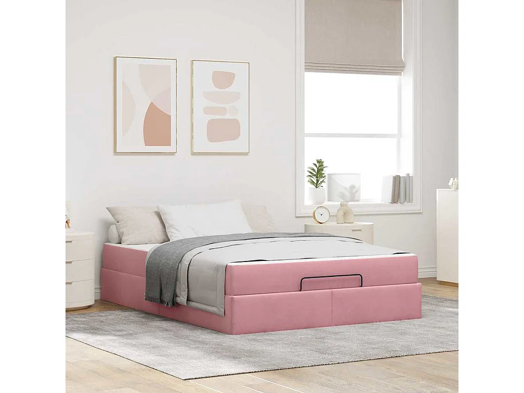 Cadre de lit Rose 140 x 200 cm Velours