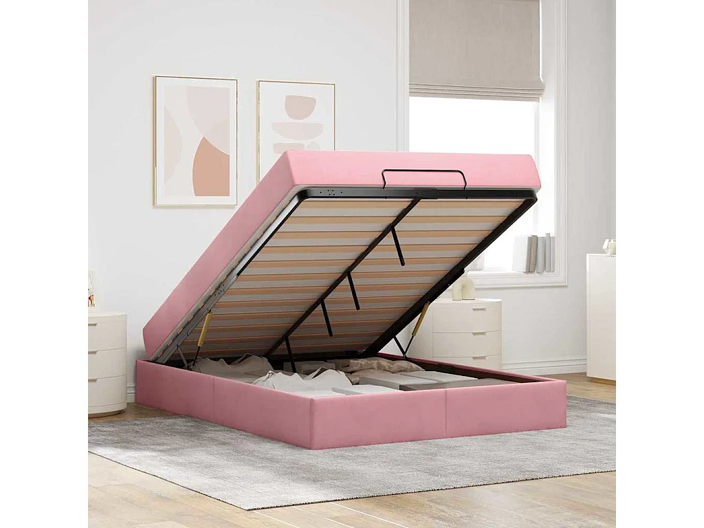 Cadre de lit Rose 140 x 200 cm Velours