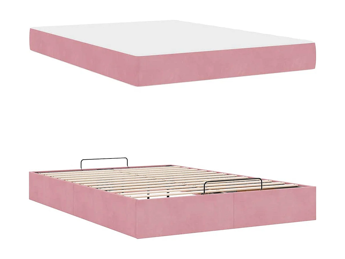 Cadre de lit Rose 140 x 200 cm Velours