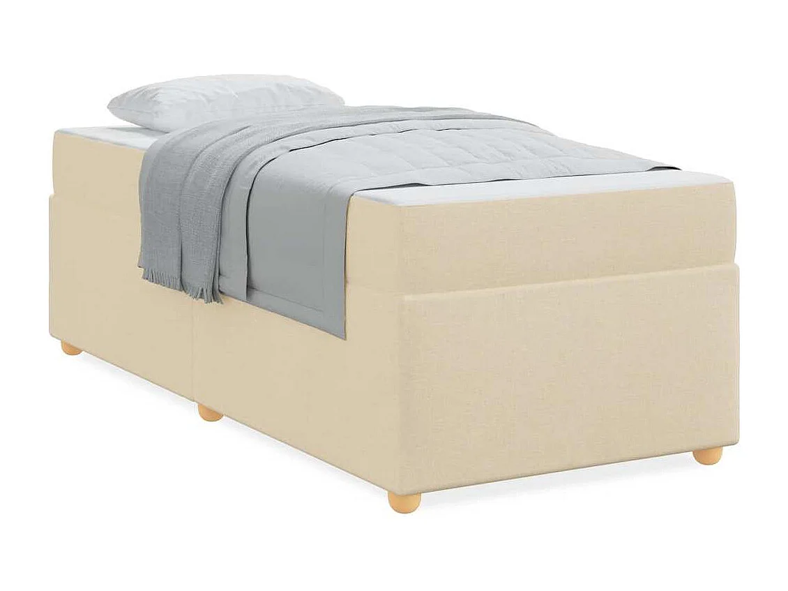 Cadre de lit avec matelas Crème 100 x 200 cm tissu