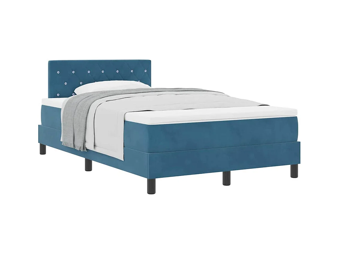Cadre de lit avec matelas Bleu foncé 120 x 190 cm tissu