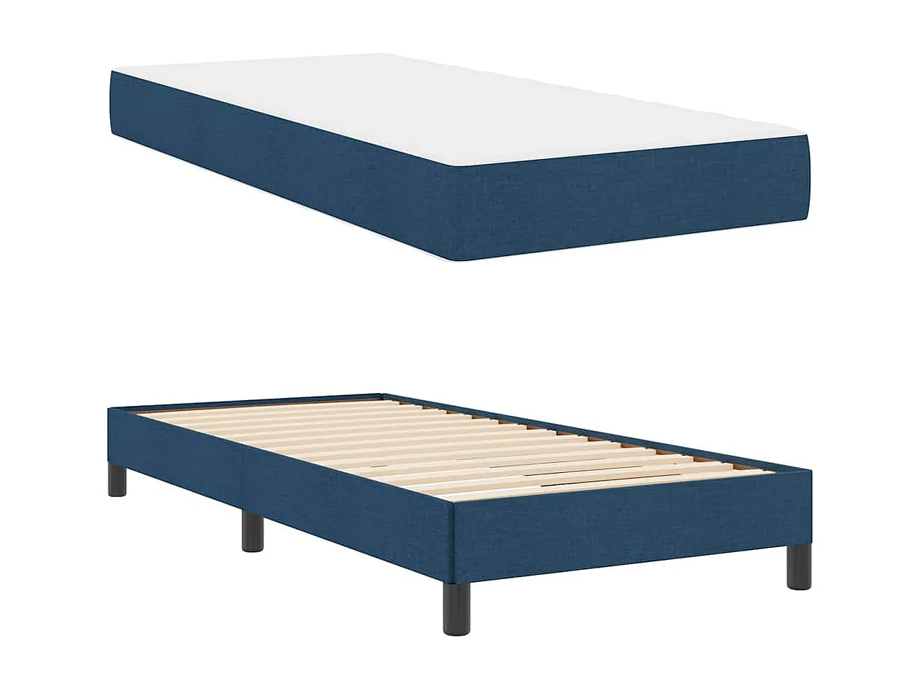 Cama tipo Box Spring con colchón Azul 80 x 200 cm tela
