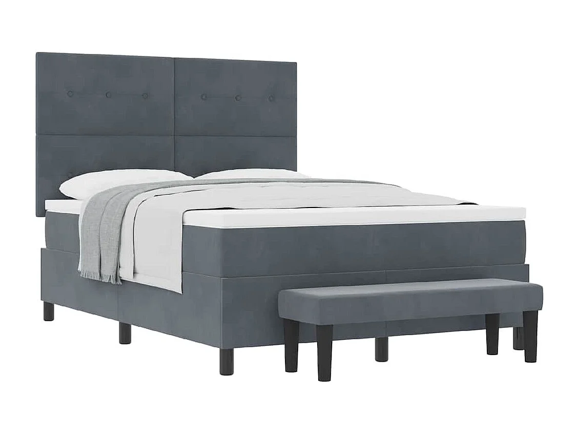 Cadre de lit avec matelas Gris foncé 140 x 190 cm Velours