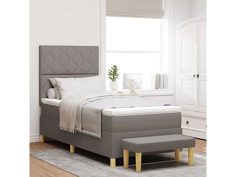 Cama Box com colchão Cinzento-acastanhado 100 x 200 cm tecido