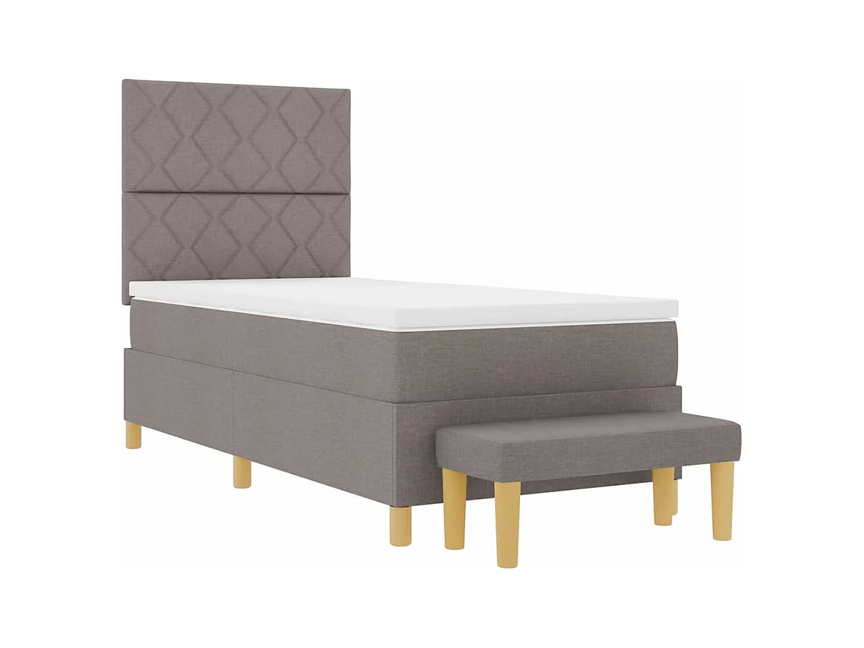 Cadre de lit avec matelas Taupe 100 x 200 cm tissu