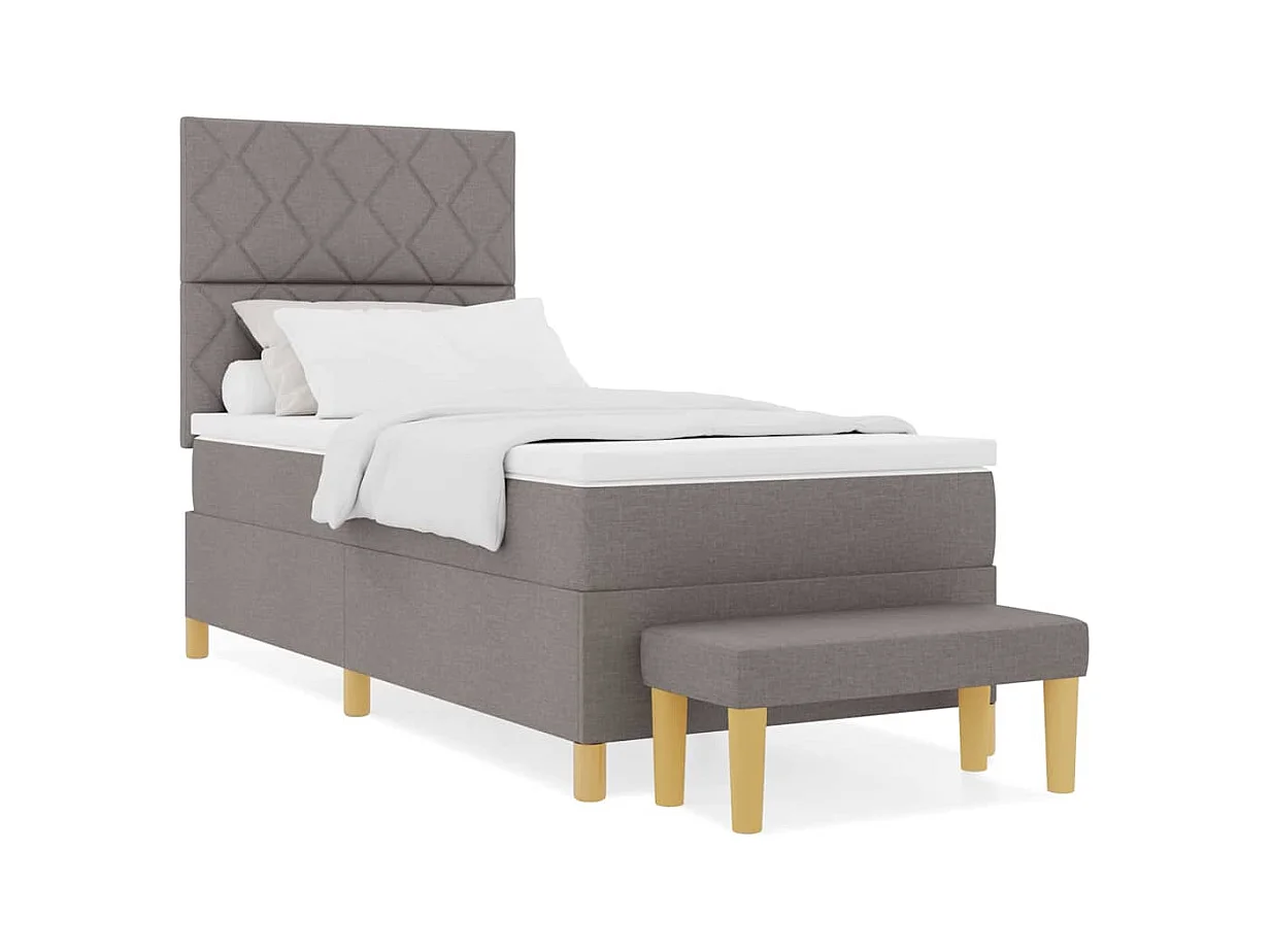 Cadre de lit avec matelas Taupe 100 x 200 cm tissu
