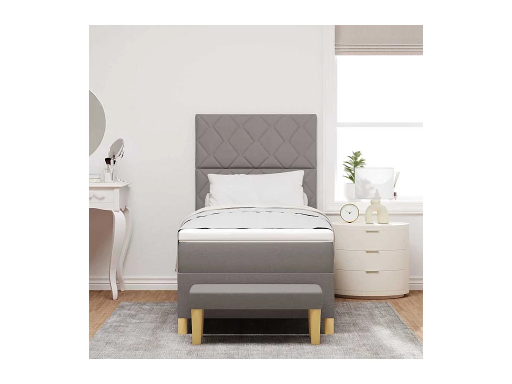 Cadre de lit avec matelas Taupe 100 x 200 cm tissu