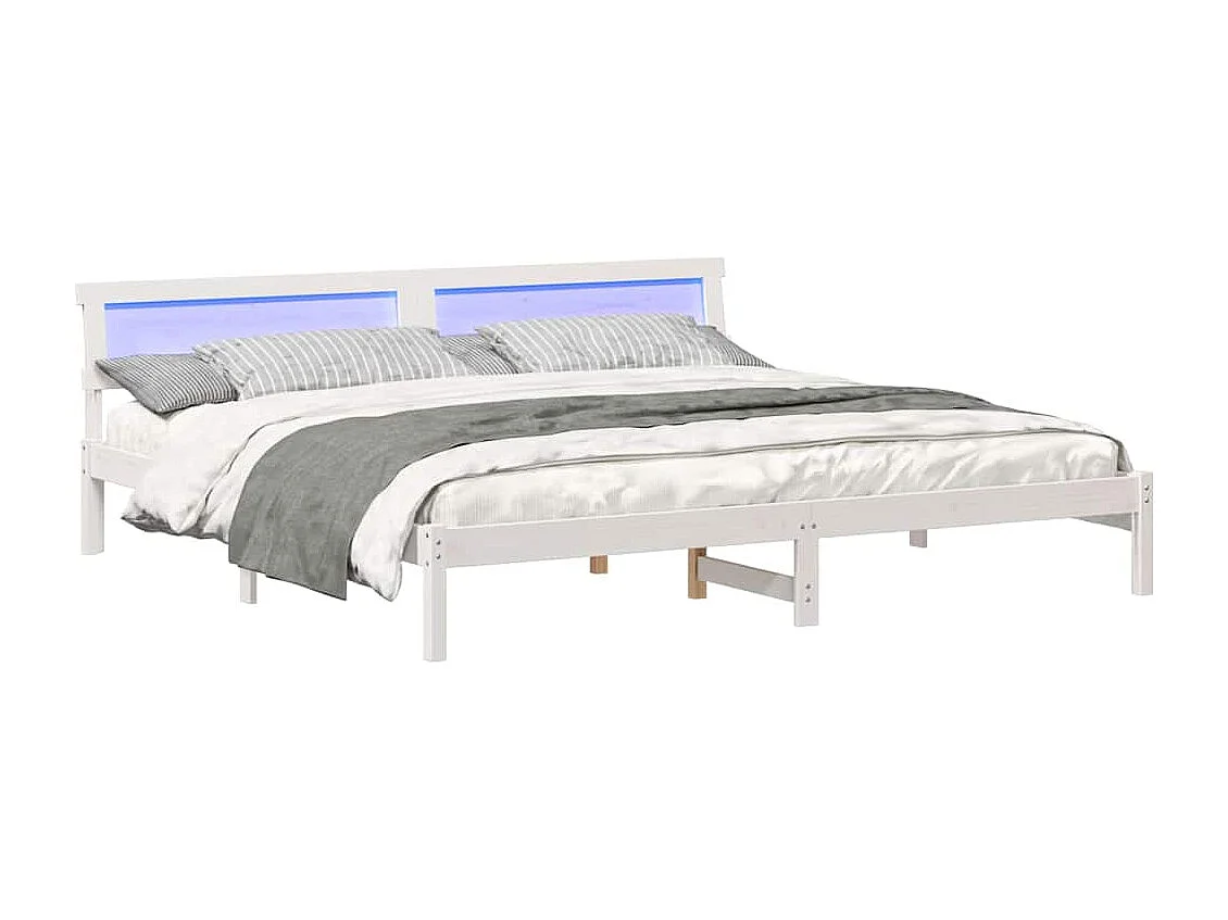 Estructura de cama Blanco 200 x 200 cm Madera maciza de pino