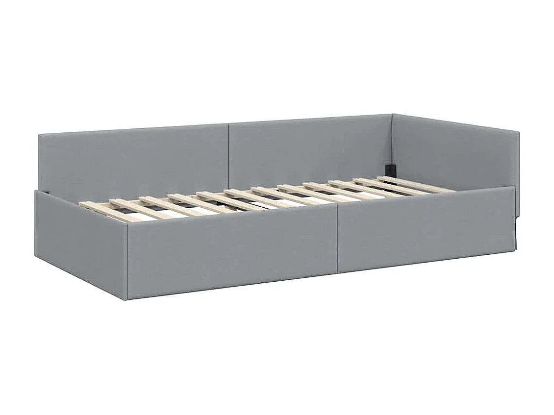 Estructura de cama en esquina Gris claro 90 x 200 cm