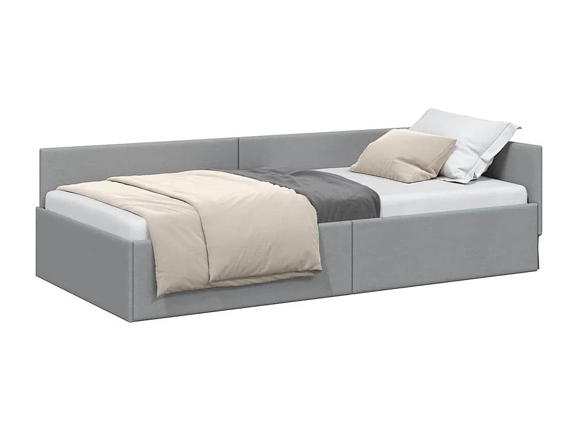 Estructura de cama en esquina Gris claro 90 x 200 cm