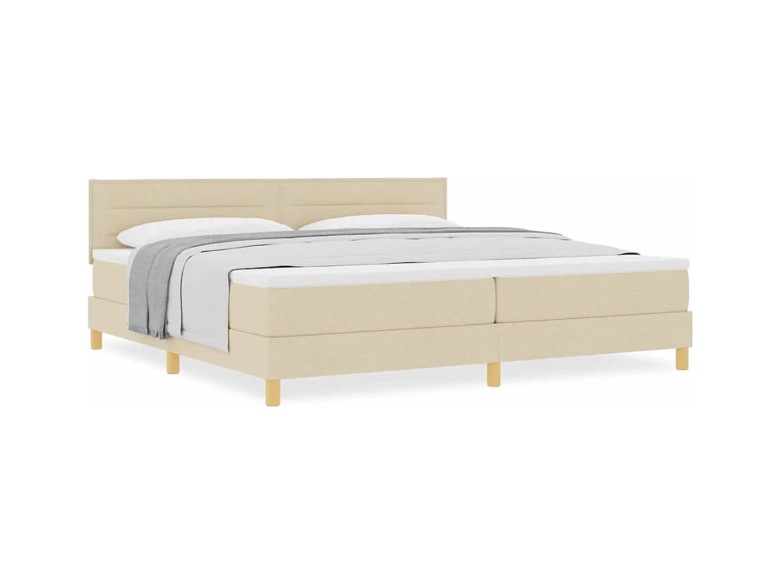 Cadre de lit avec matelas Crème 200 x 200 cm tissu