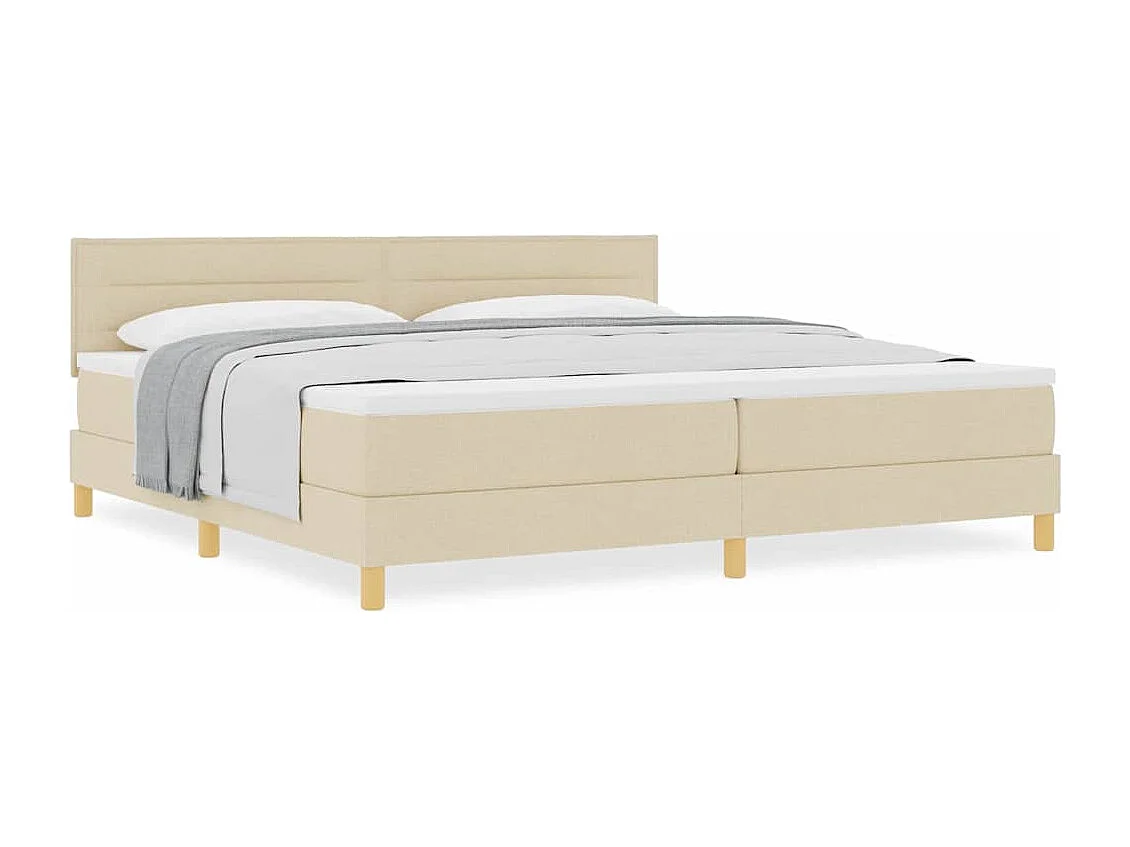 Cadre de lit avec matelas Crème 200 x 200 cm tissu