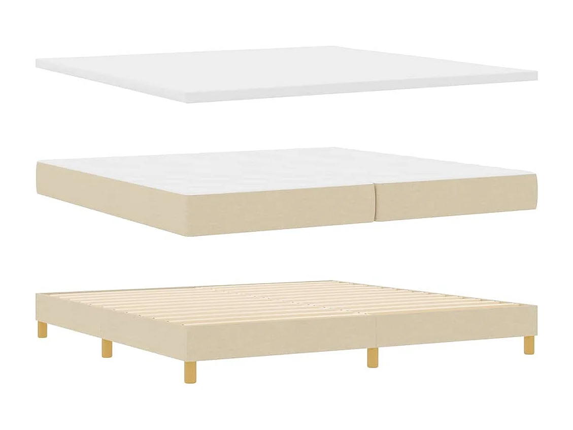 Cadre de lit avec matelas Crème 200 x 200 cm tissu