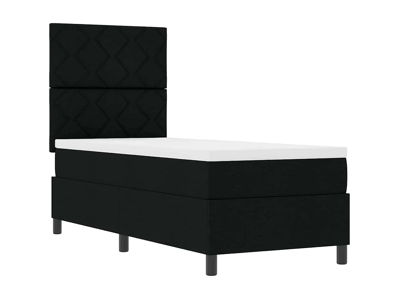 Cama tipo Box Spring con colchón Negro 80 x 200 cm tela