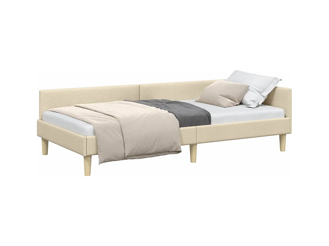 Cadre de lit d'angle Autre avec tête de lit Crème 100 x 200 cm