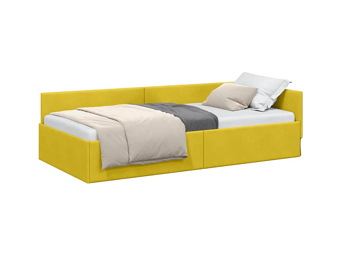 Cadre de lit d'angle Autre avec tête de lit Jaune 90 x 200 cm