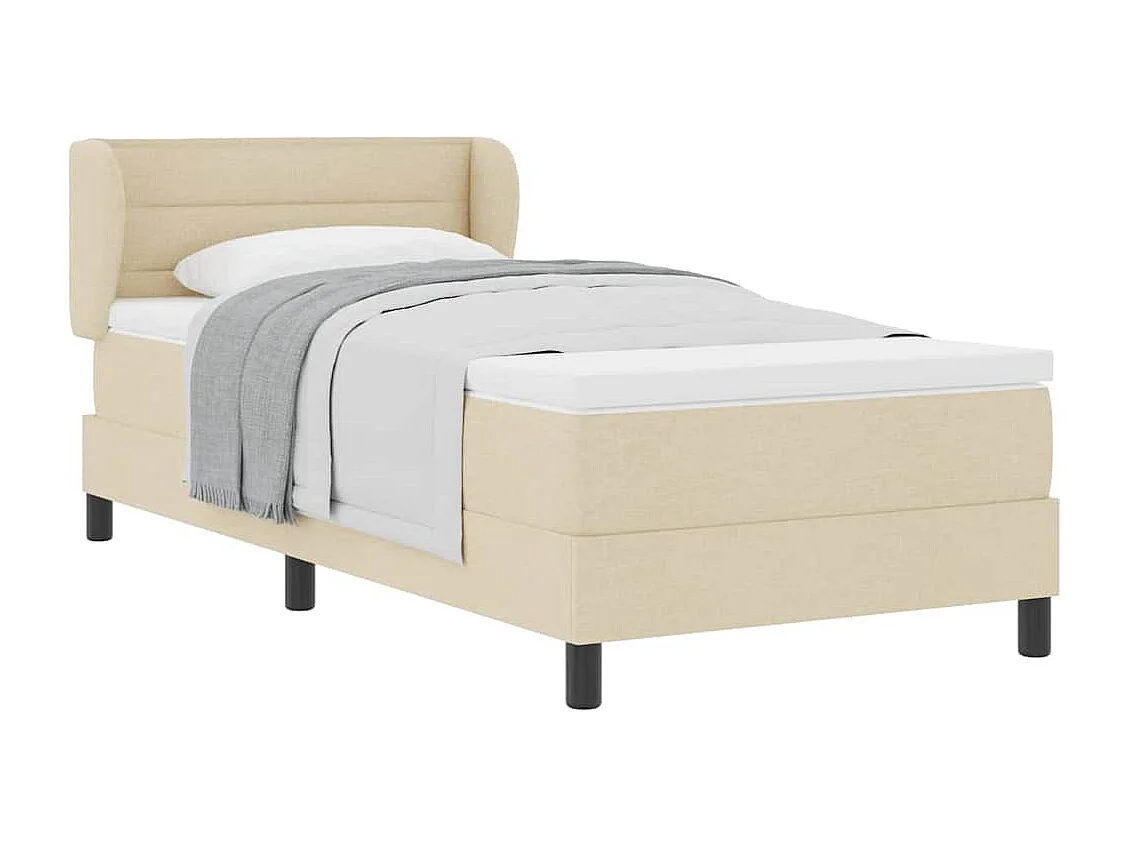 Cama box spring com colchão Creme 100 x 200 cm tecido