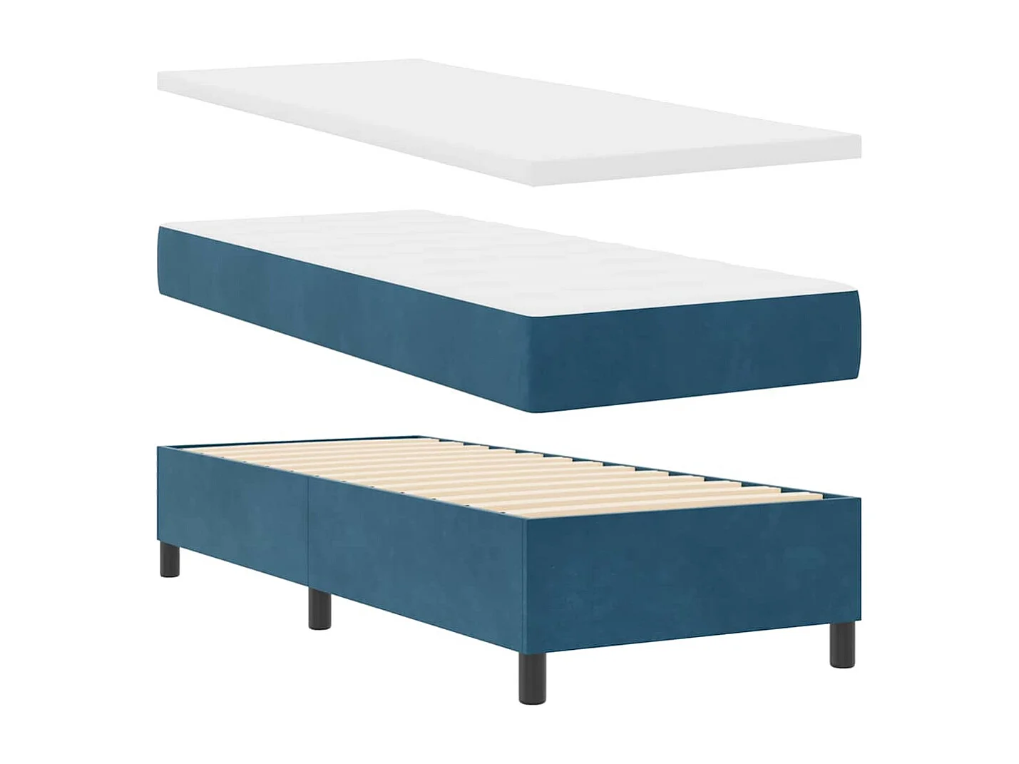 Cama tipo Box Spring Azul oscuro 80 x 200 cm Terciopelo