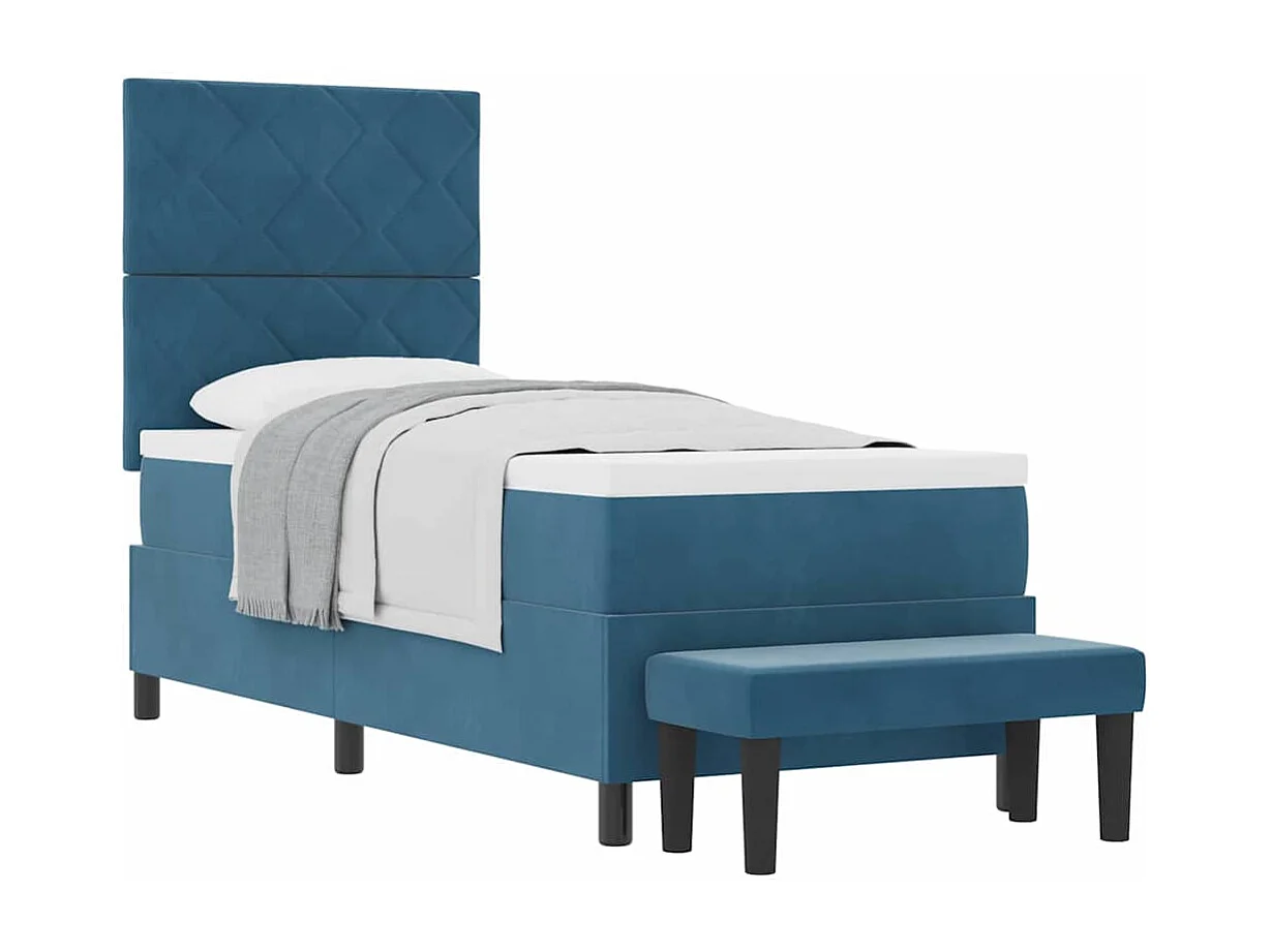 Cama tipo Box Spring Azul oscuro 80 x 200 cm Terciopelo