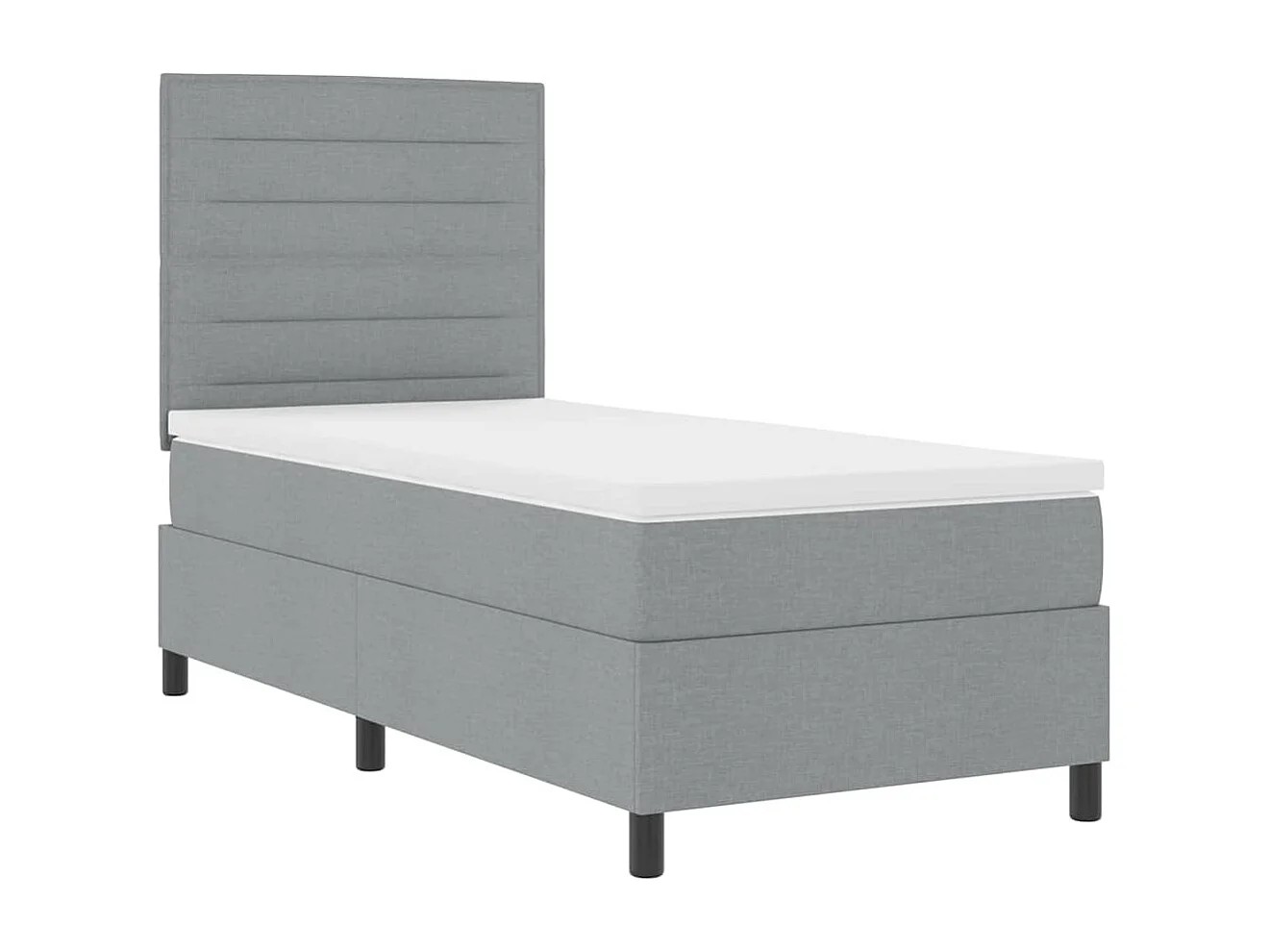 Cama tipo Box Spring con colchón Gris claro 100 x 200 cm tela