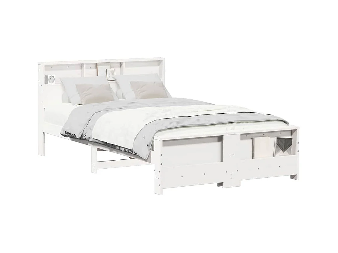 Cadre de lit Blanc 120 x 190 cm Bois massif en pin