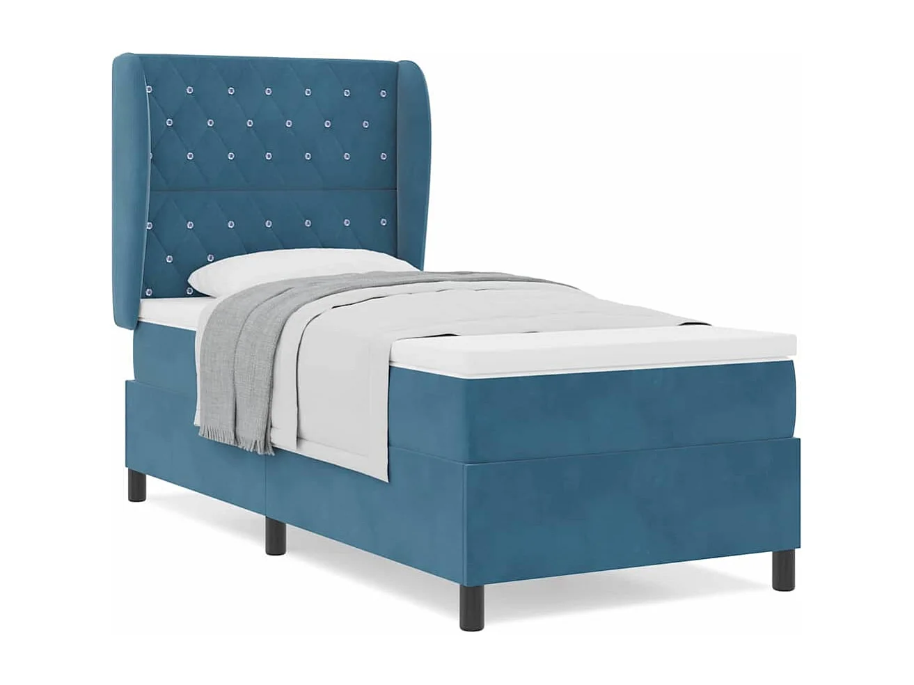 Cadre de lit avec matelas Bleu foncé 90 x 200 cm Velours