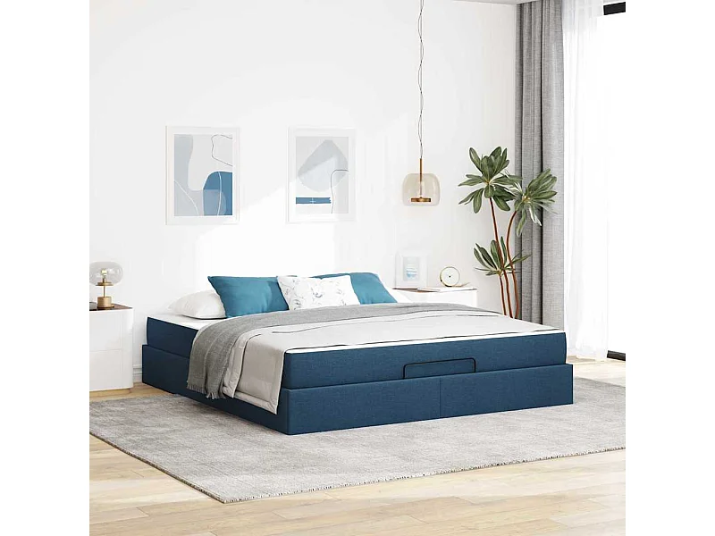 Bedframe met opslag Blauw 180 x 200 cm Stof