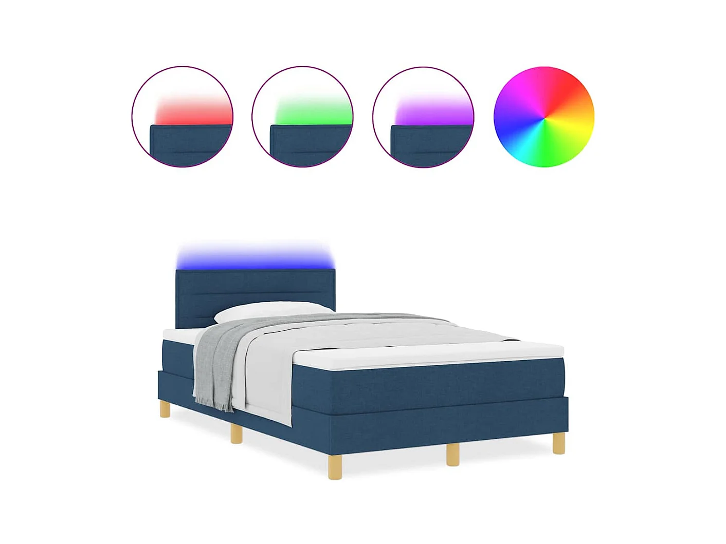 Cama tipo Box Spring con colchón Azul 120 x 200 cm tela