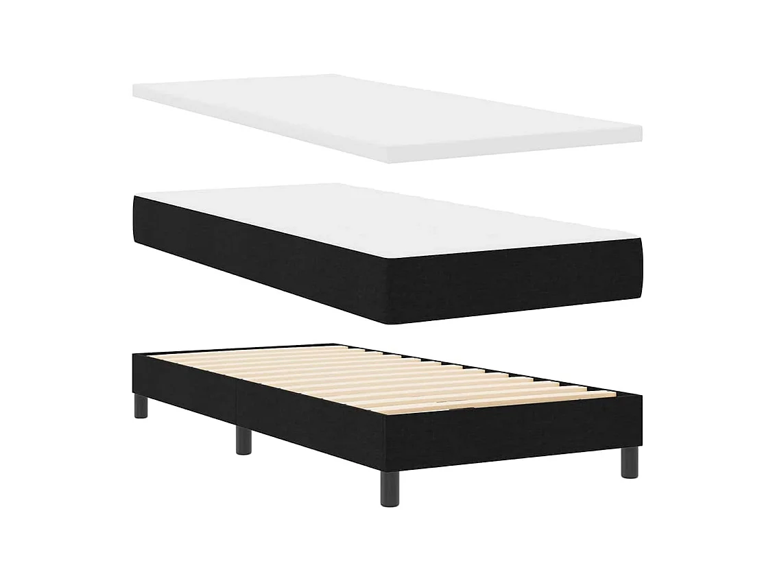 Cadre de lit avec matelas avec matelas Noir 90 x 190 cm tissu