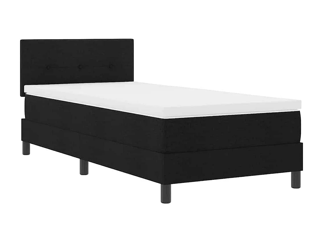 Cadre de lit avec matelas avec matelas Noir 90 x 190 cm tissu