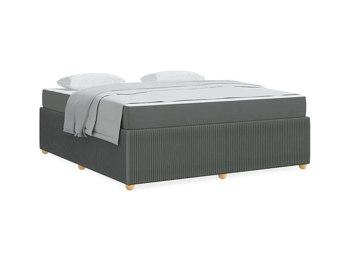 Cadre de lit avec matelas Gris foncé 180 x 200 cm tissu