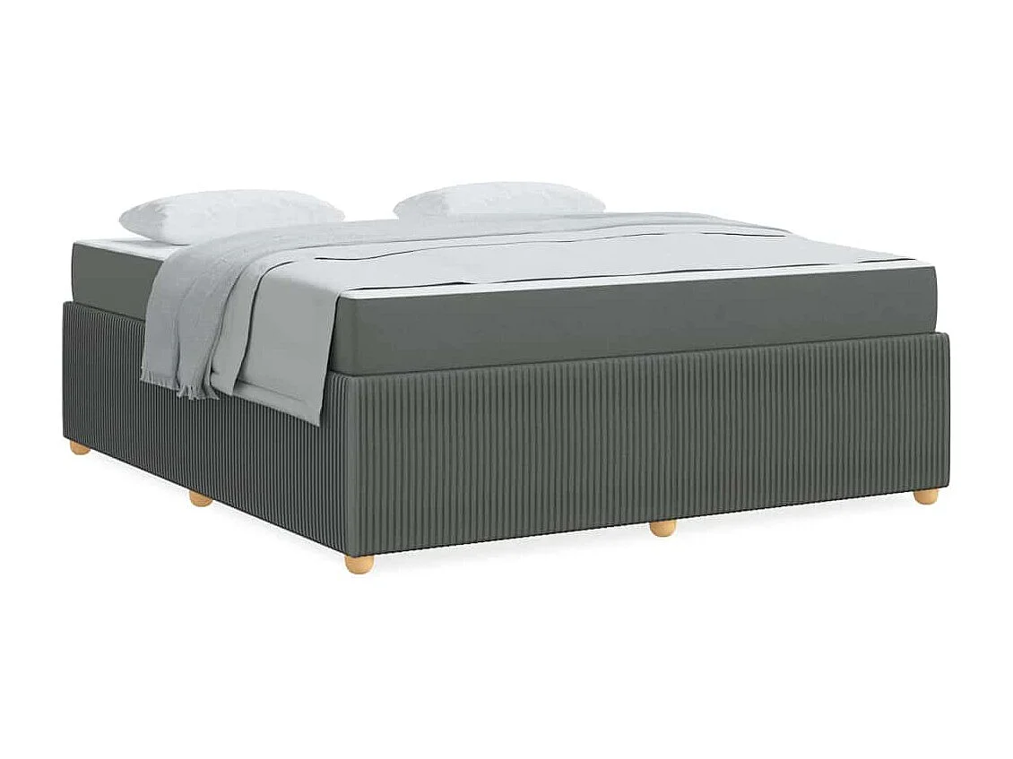 Cadre de lit avec matelas Gris foncé 180 x 200 cm tissu