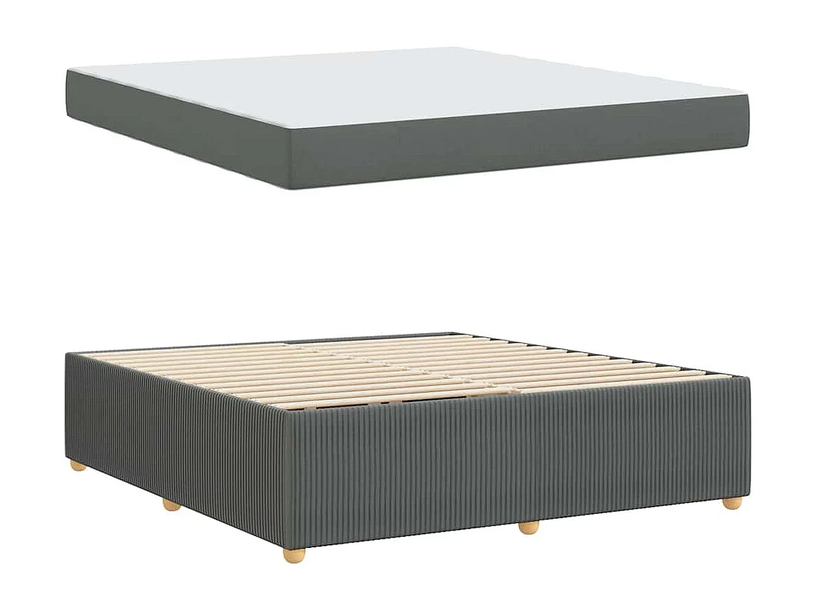Cadre de lit avec matelas Gris foncé 180 x 200 cm tissu